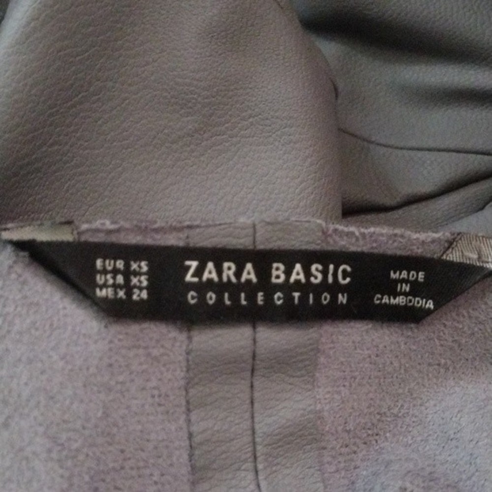 Zara Faux Leather Drape Jacket Gray Open Front Edgy Chic Night Out XS - Picture 12 of 15